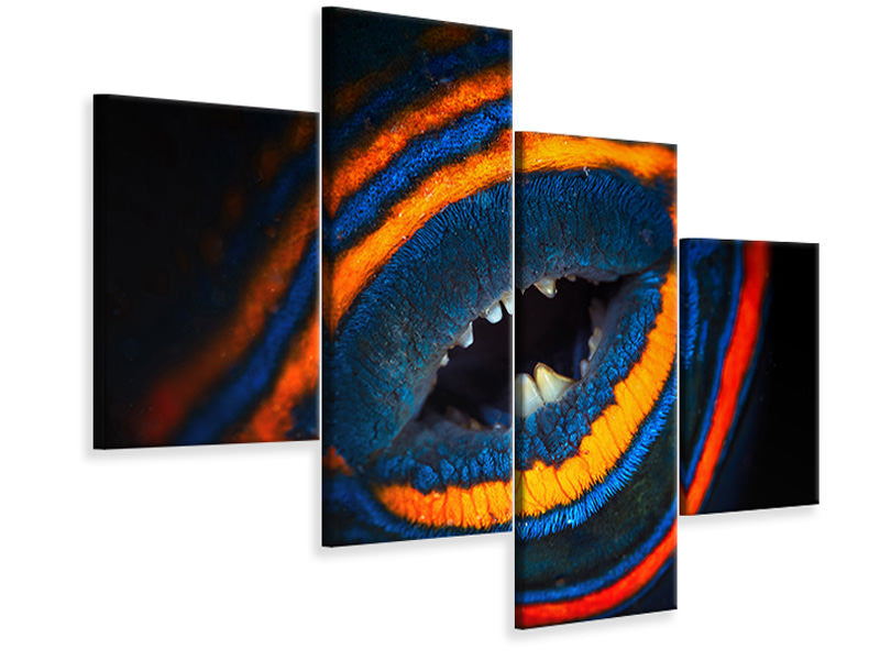 modern-4-piece-canvas-print-orange-lined-triggerfish