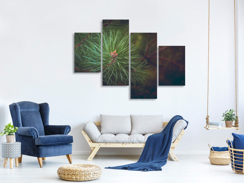 modern-4-piece-canvas-print-pine-tree-close-up