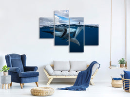 modern-4-piece-canvas-print-pod-of-dolphin-at-the-surface