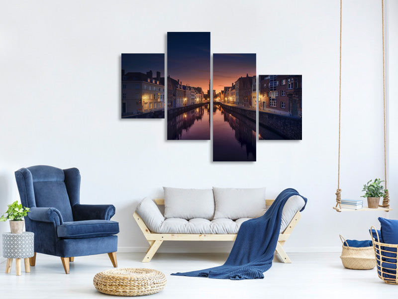 modern-4-piece-canvas-print-sunset-in-brugge