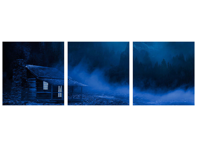 panoramic-3-piece-canvas-print-at-night-in-the-woods