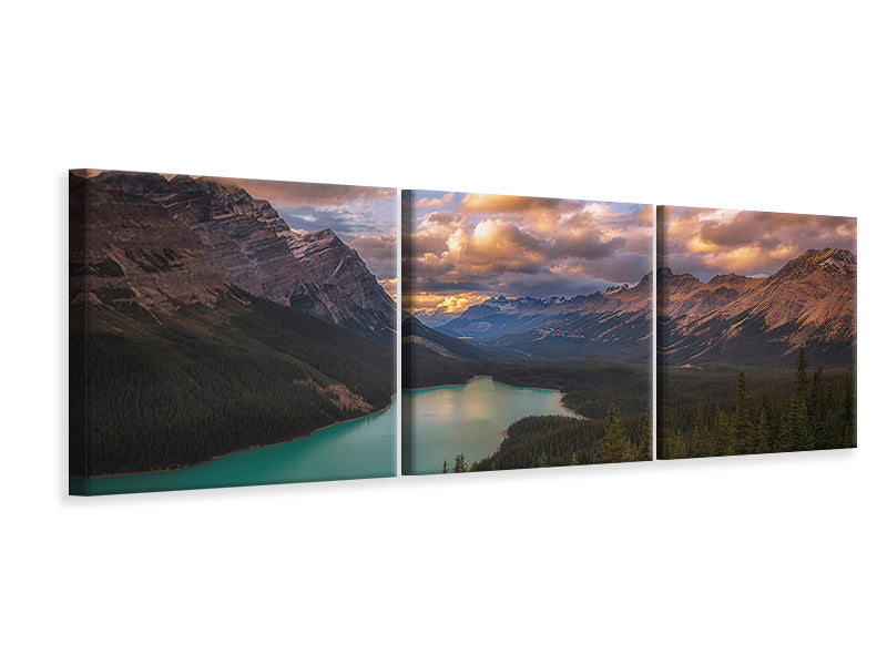 panoramic-3-piece-canvas-print-peyto-lake-at-dusk