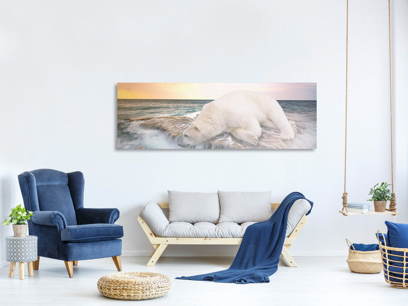 panoramic-canvas-print-the-polar-bear-and-the-sea